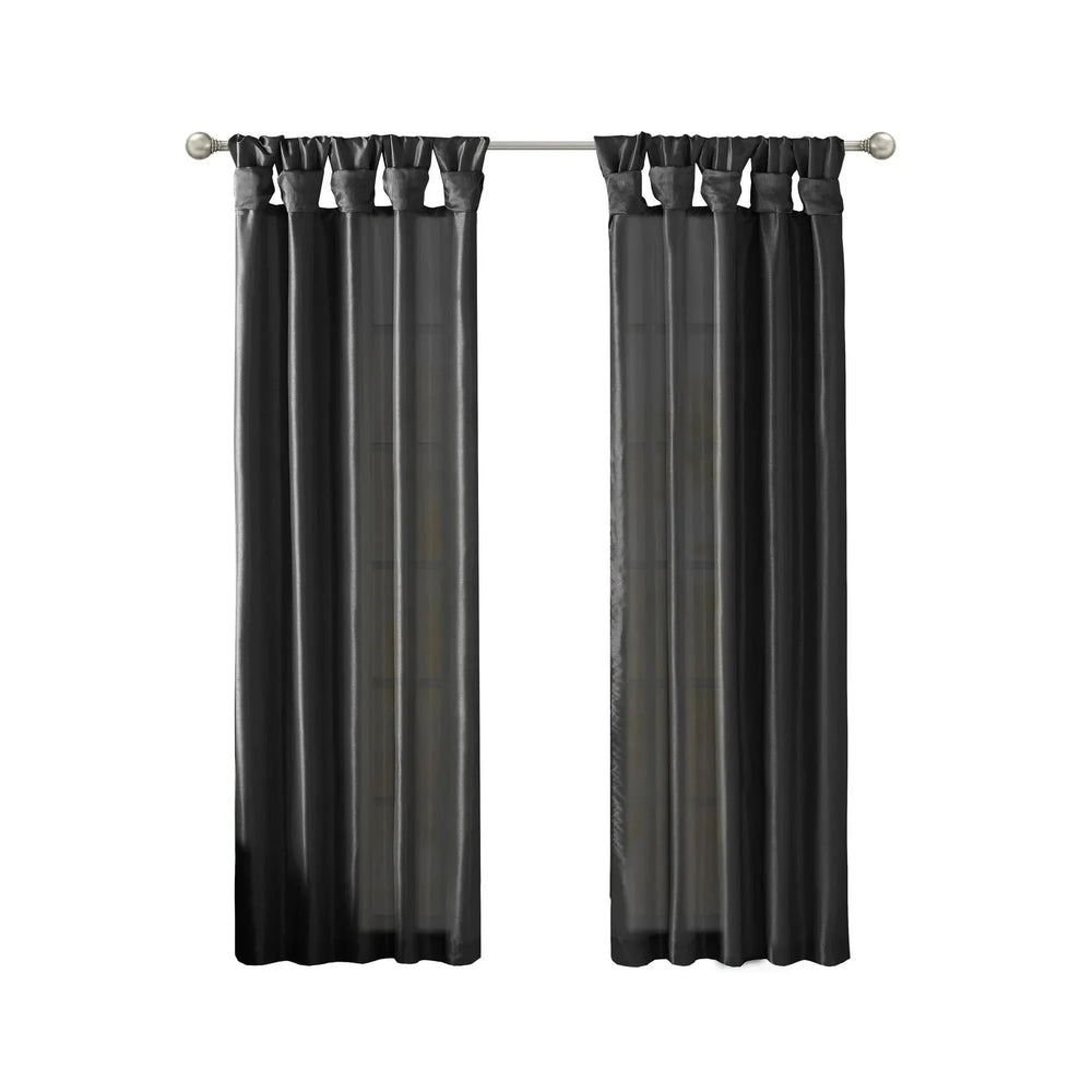 Window Curtain Twist Tab Polyester Lined Black 50x120 Inches Panel Media 5