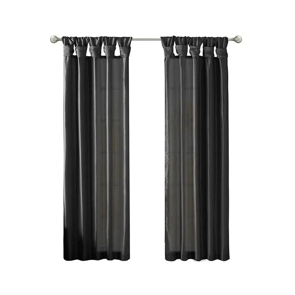 Twist Tab Curtain Lined Polyester Black 50x95 Panel For Living Room Media 4