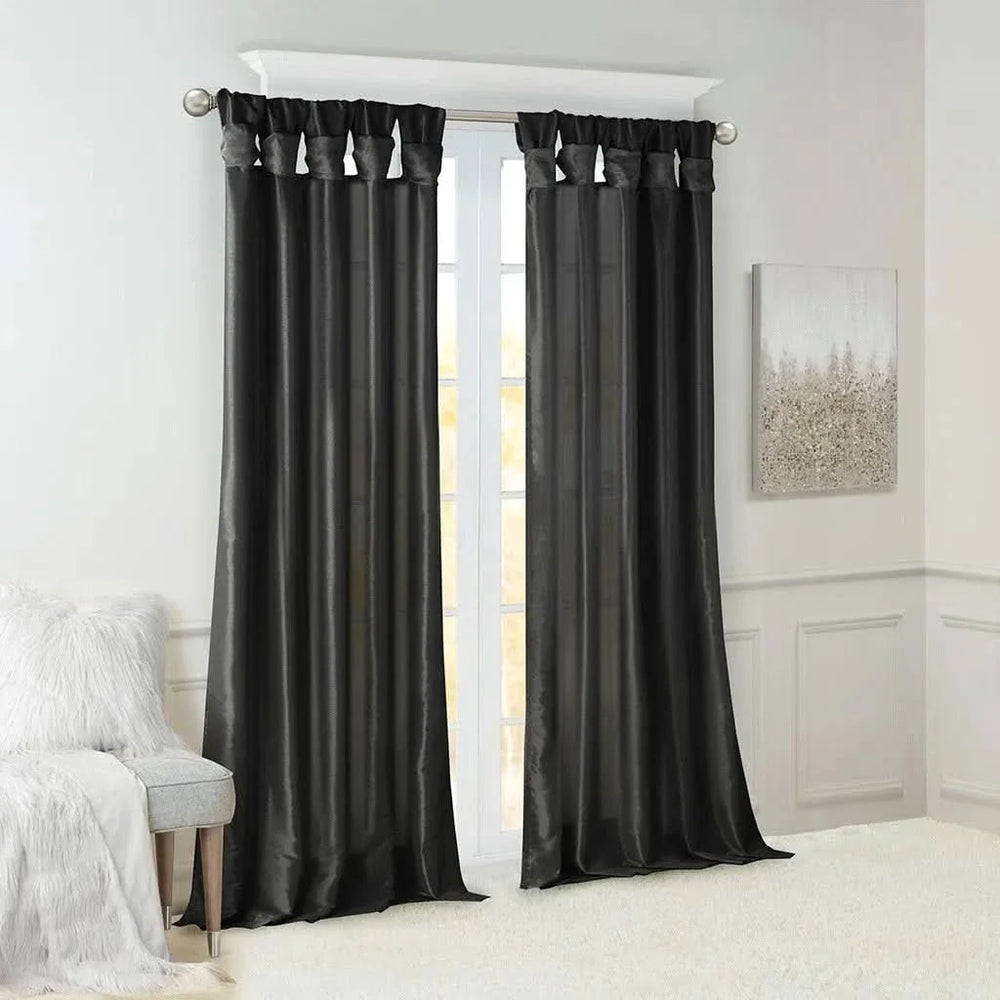 Twist Tab Curtain Lined Polyester Black 50x95 Panel For Living Room Media 7