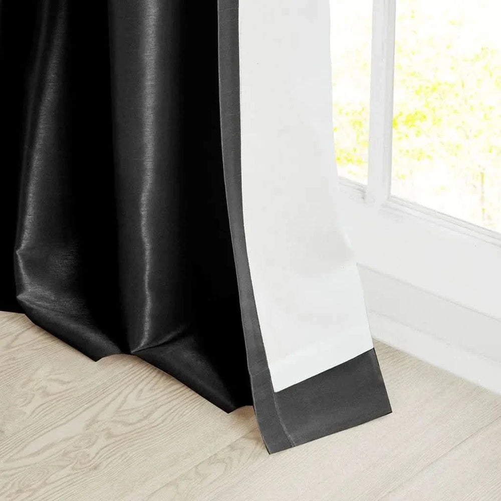 Twist Tab Curtain Lined Polyester Black 50x95 Panel For Living Room Media 9