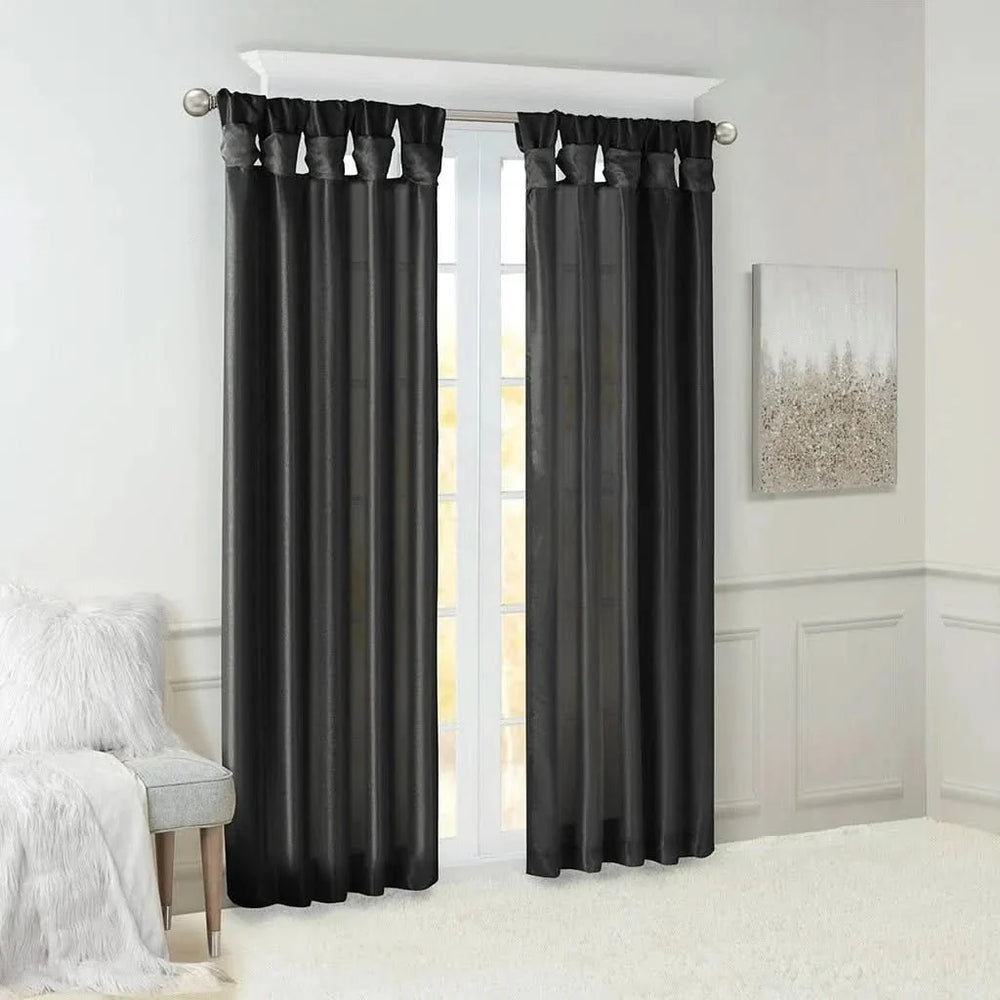 Twist Tab Curtain Lined Polyester Black 50x95 Panel For Living Room Media 10
