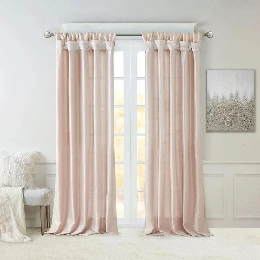 Window Curtain Panel Blush Polyester Twist Tab Lined 50x108 Inches Media 11