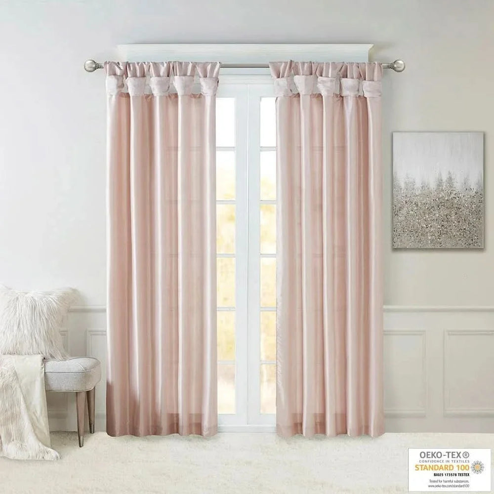 Window Curtain Panel Blush Polyester Twist Tab Lined 50x108 Inches Media 15