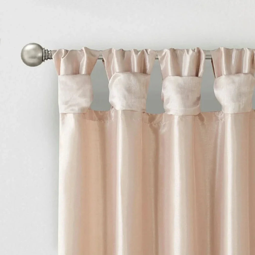 Window Curtain Panel Blush Polyester Twist Tab Top Lined 50x120 Inches Media 2