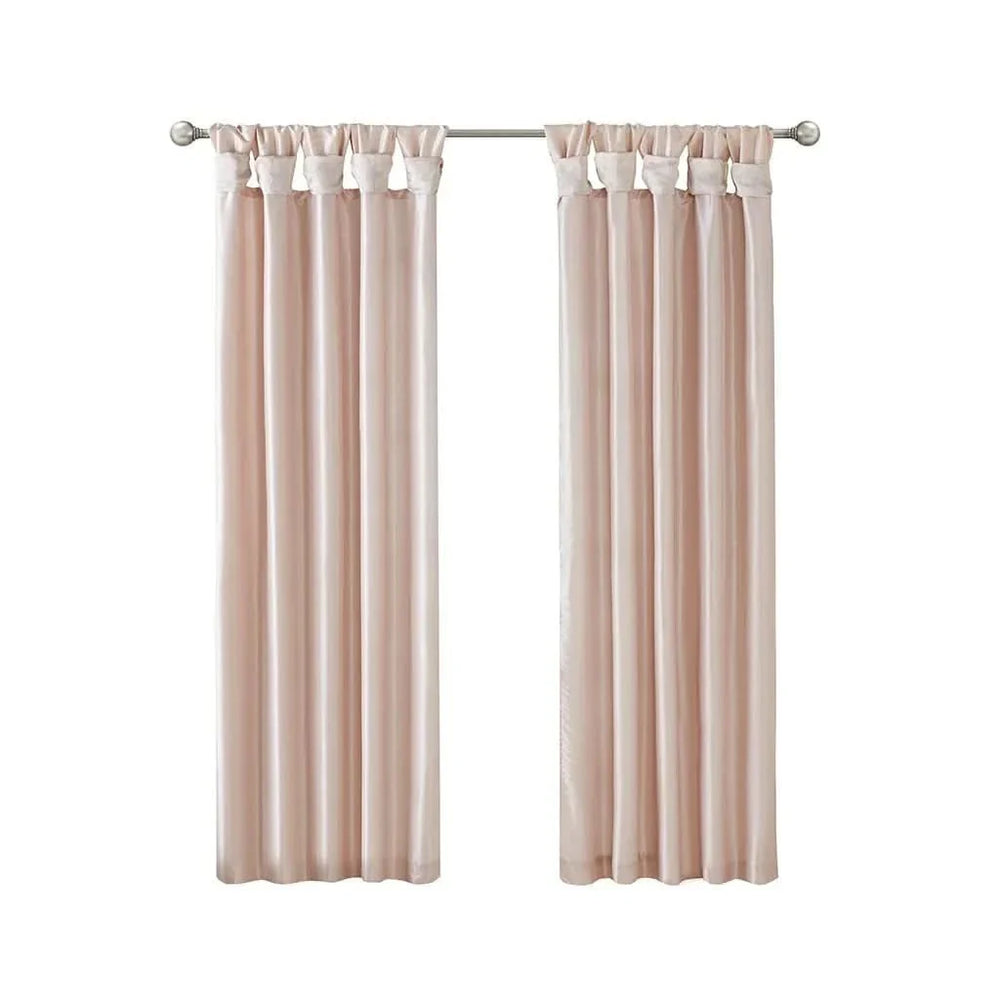 Window Curtain Panel Blush Polyester Twist Tab Top Lined 50x120 Inches Media 11