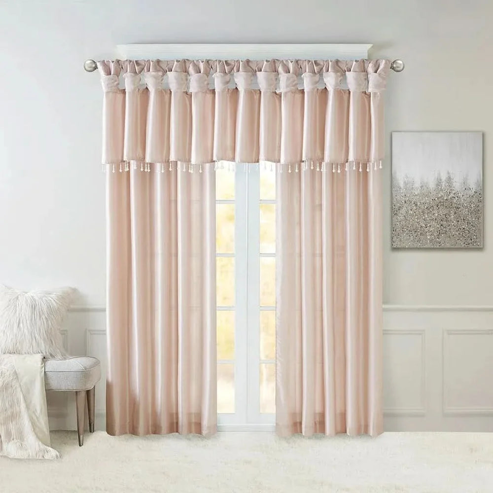 Window Curtain Panel Blush Polyester Twist Tab Top Lined 50x120 Inches Media 5