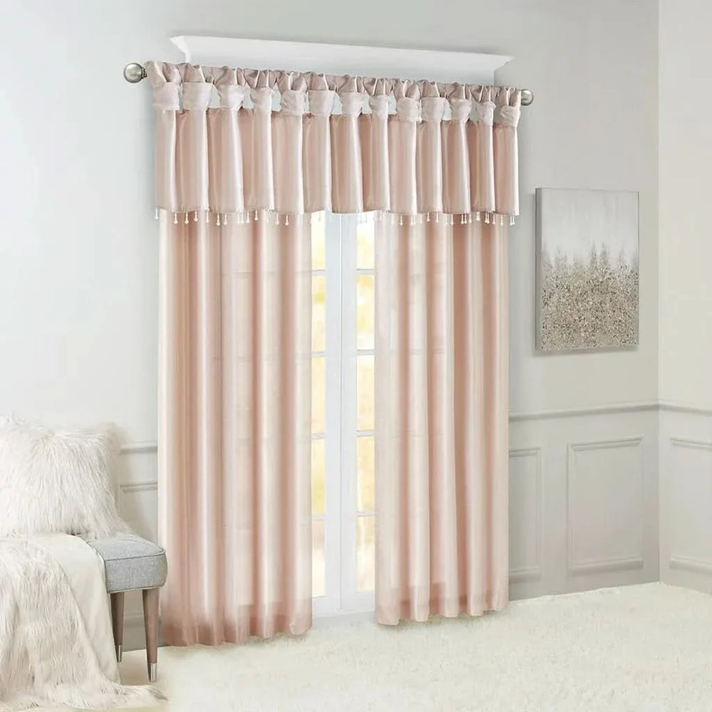 Window Curtain Panel Blush Polyester Twist Tab Top Lined 50x120 Inches Media 1