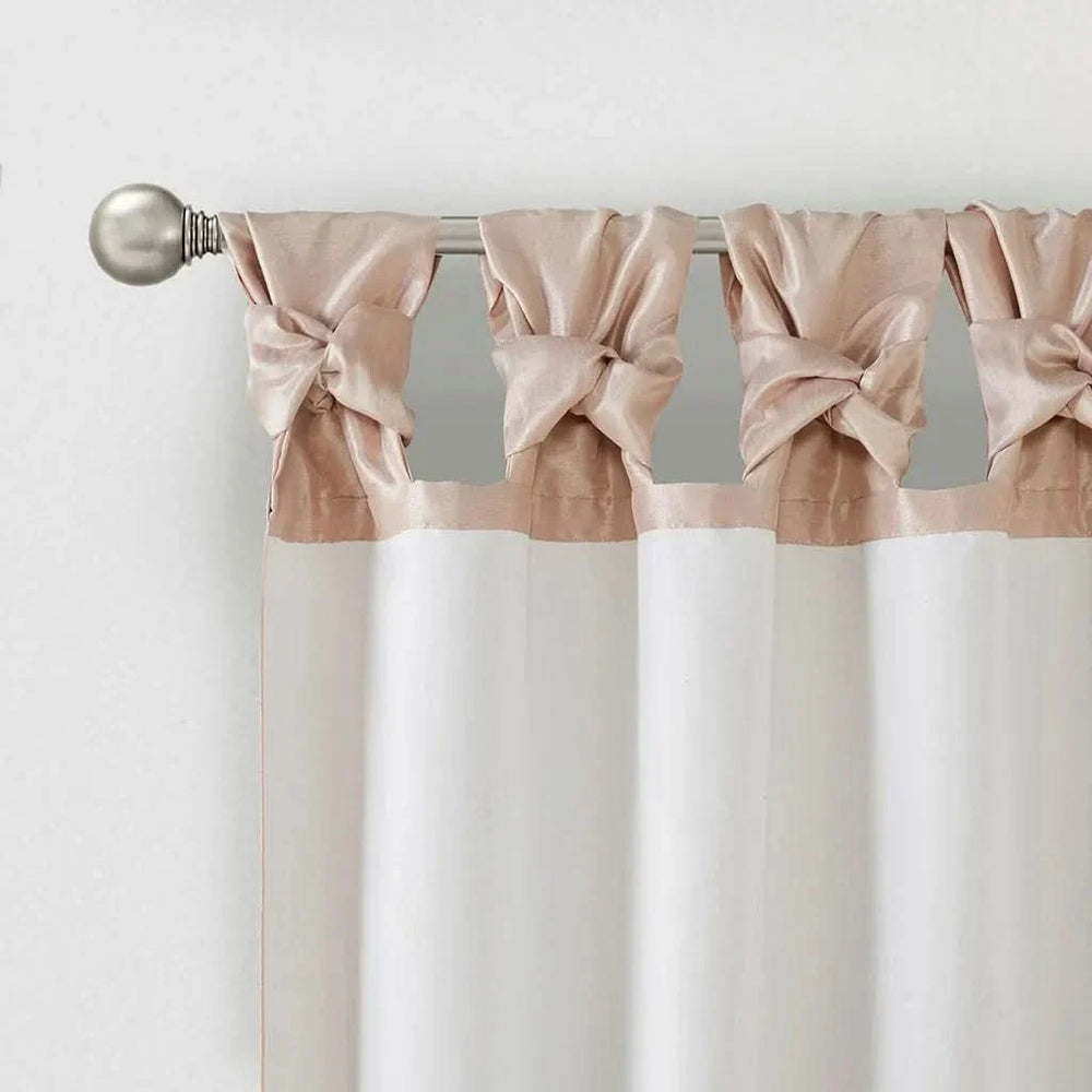 Window Curtain Polyester Lined Twist Tab Panel Blush 50x84 Inches Media 7