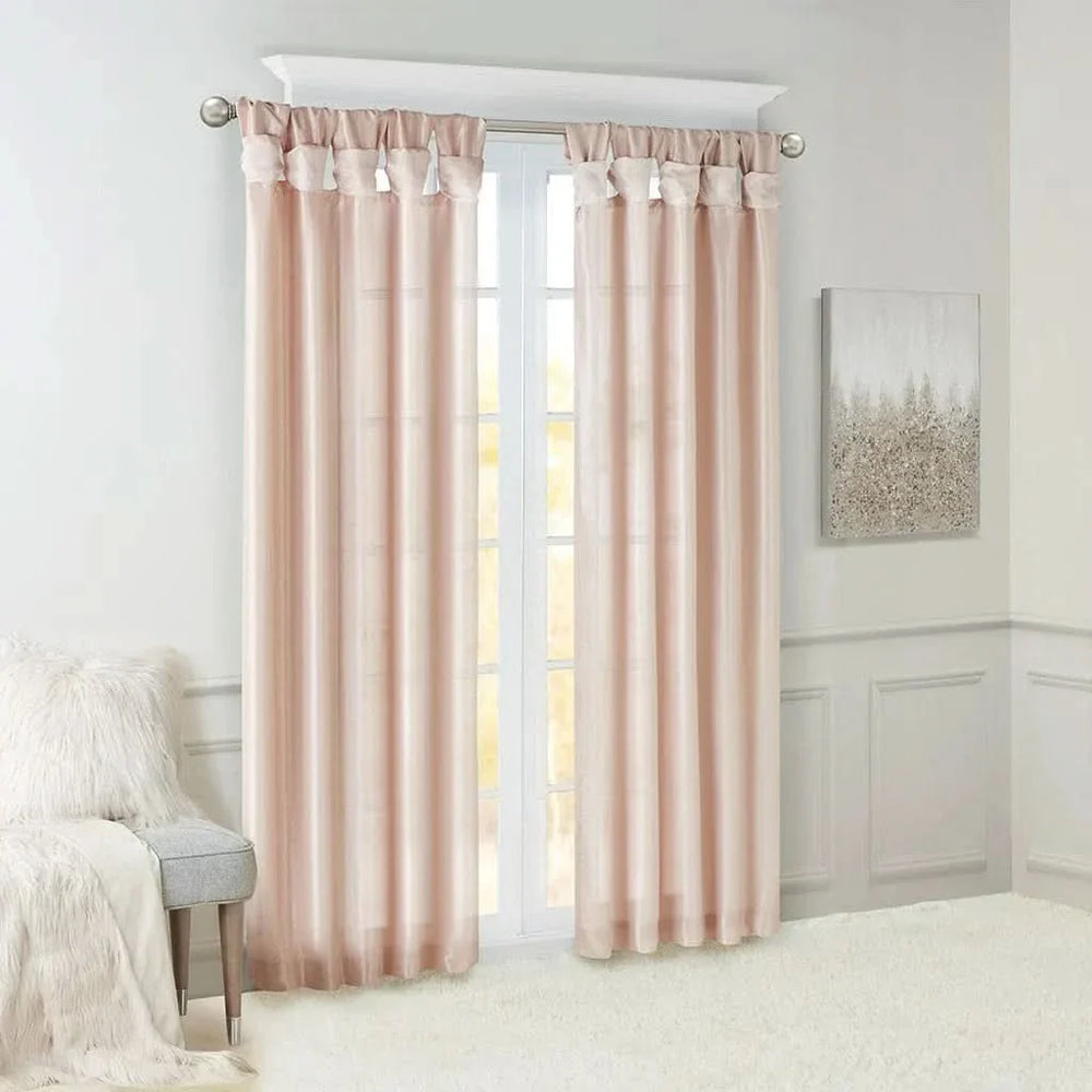Window Curtain Polyester Lined Twist Tab Panel Blush 50x84 Inches Media 11