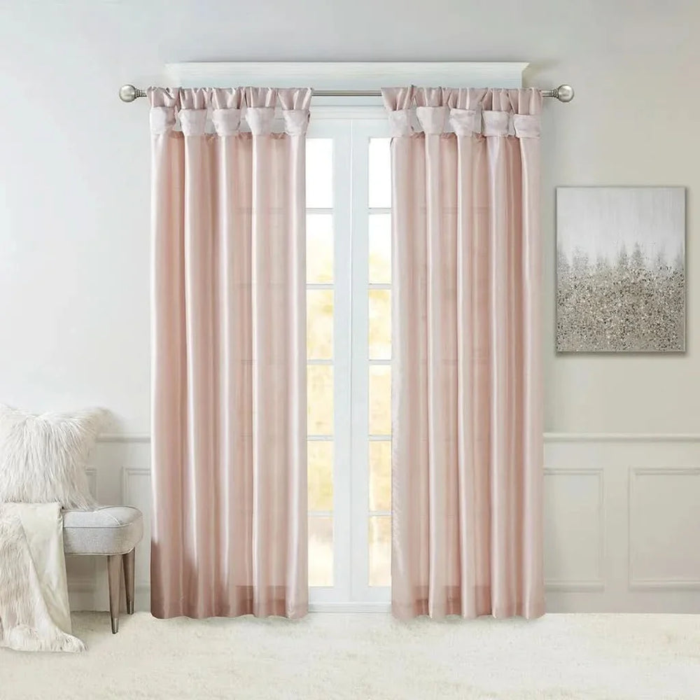Window Curtain Polyester Lined Twist Tab Top Panel Blush 50x95 Soft Media 3