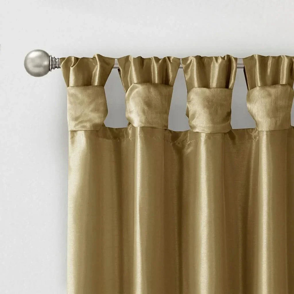Window Curtain Panel Polyester Bronze 50x108 Inches Twist Tab Decorative Media 16