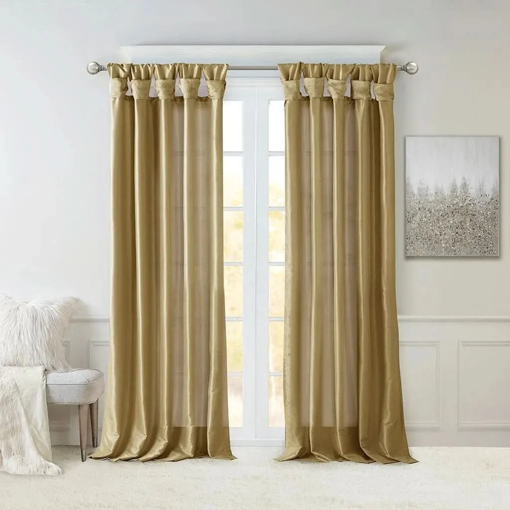 Window Curtain Panel Polyester Bronze 50x108 Inches Twist Tab Decorative Media 11