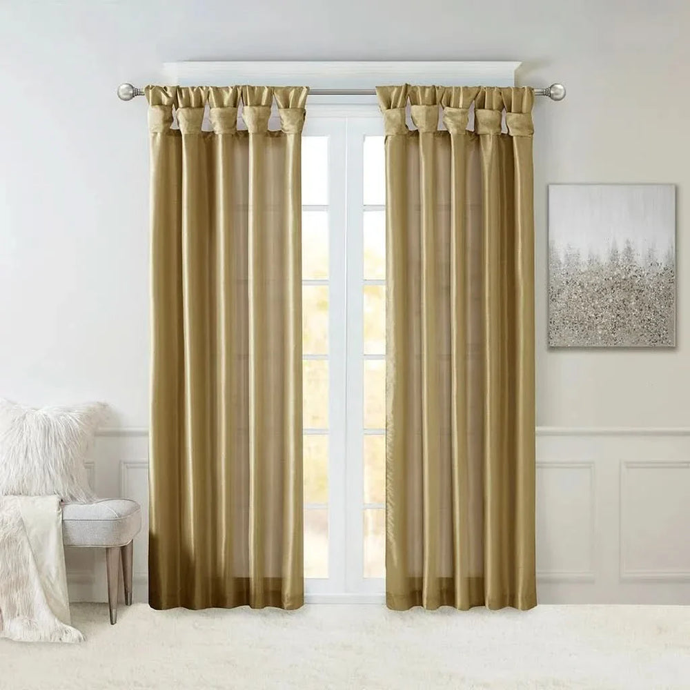 Window Curtain Panel Polyester Bronze 50x108 Inches Twist Tab Decorative Media 17