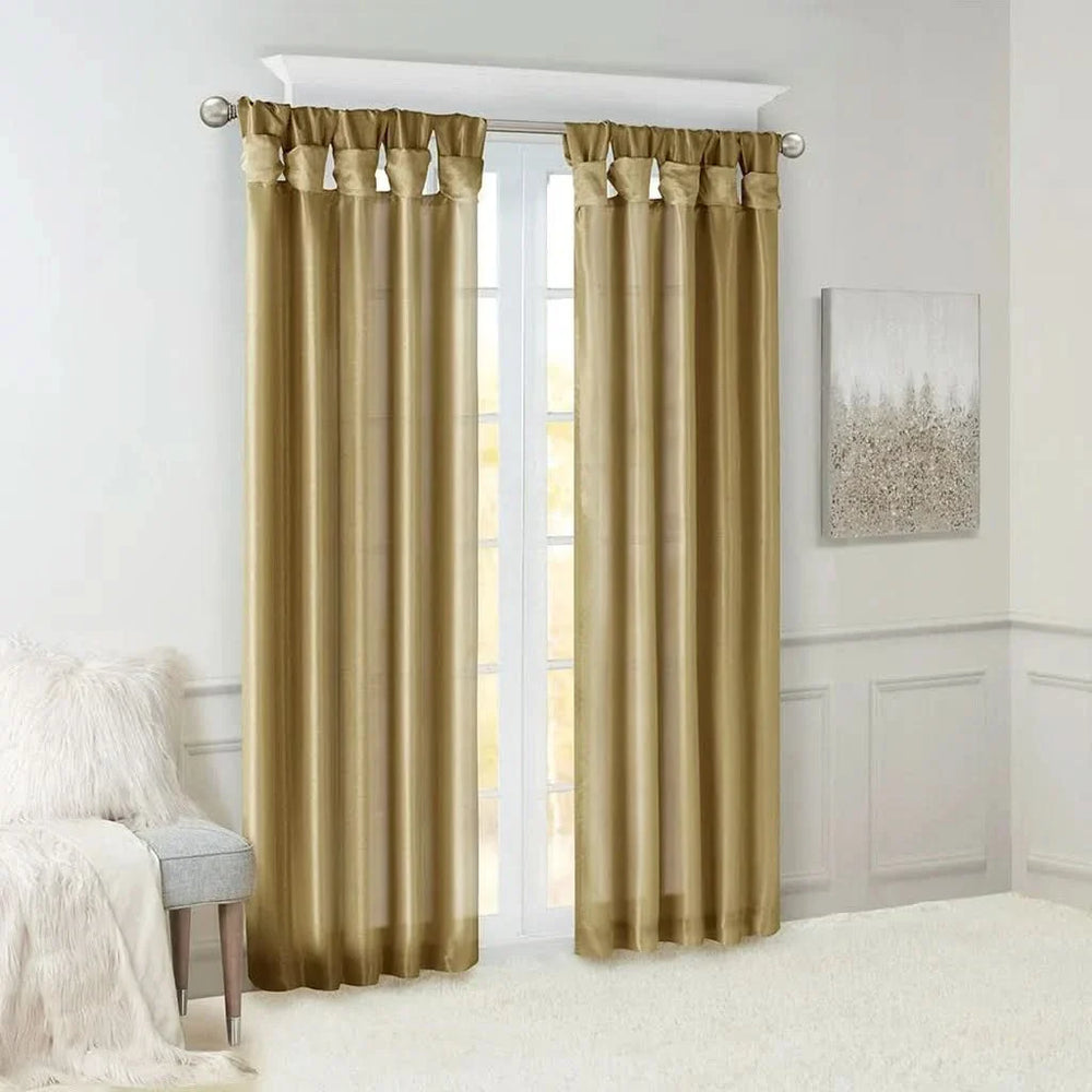 Window Curtain Panel Polyester Bronze 50x108 Inches Twist Tab Decorative Media 9