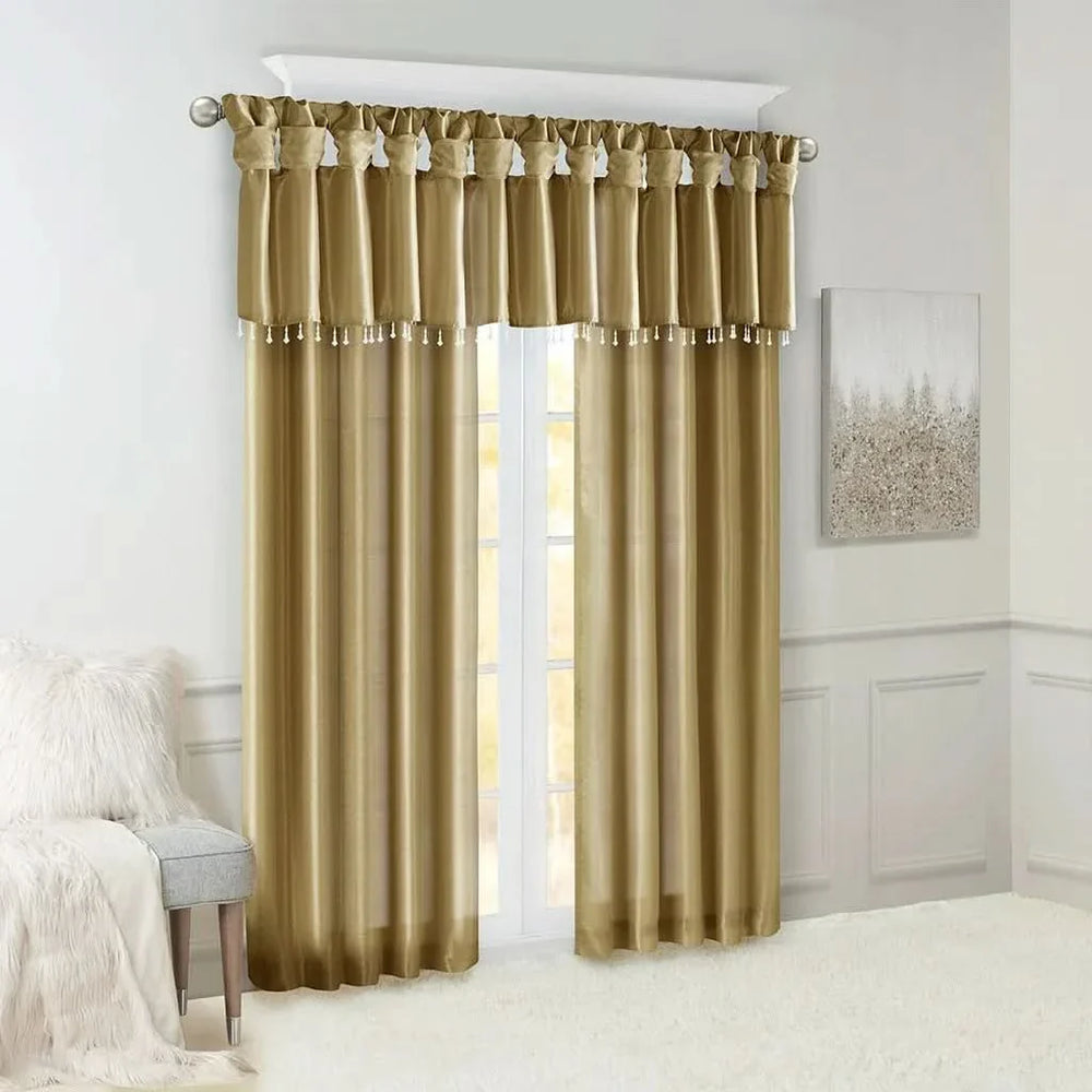 Window Curtain Panel Polyester Bronze 50x108 Inches Twist Tab Decorative Media 2