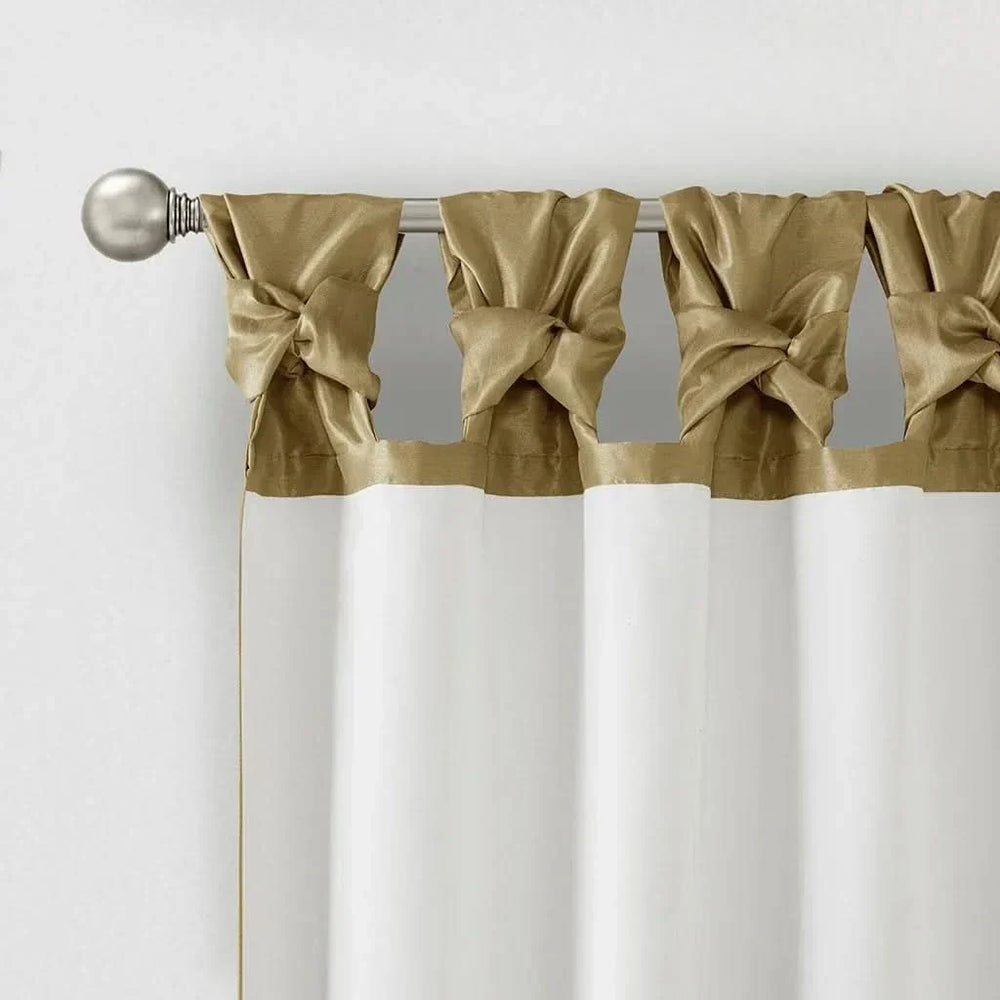 Window Curtain Polyester Lined Twist Tab Top Bronze 50x120 Single Panel Media 10