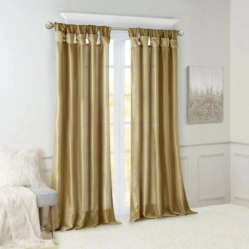 Window Curtain Panel Polyester Lined Bronze Twisted Tab 50x95 Inches Media 7