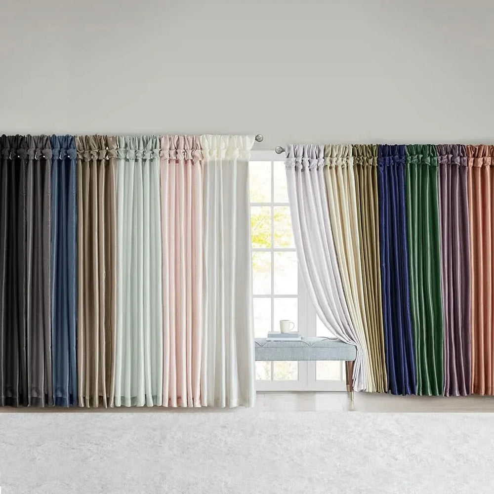 Window Curtain Panel Polyester Twist Tab Lined Champagne 50x120 Soft Media 2