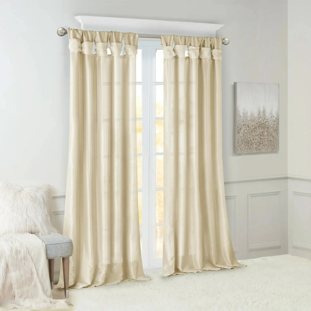 Window Curtain Panel Polyester Twist Tab Lined 50x95 Champagne Color Media 7