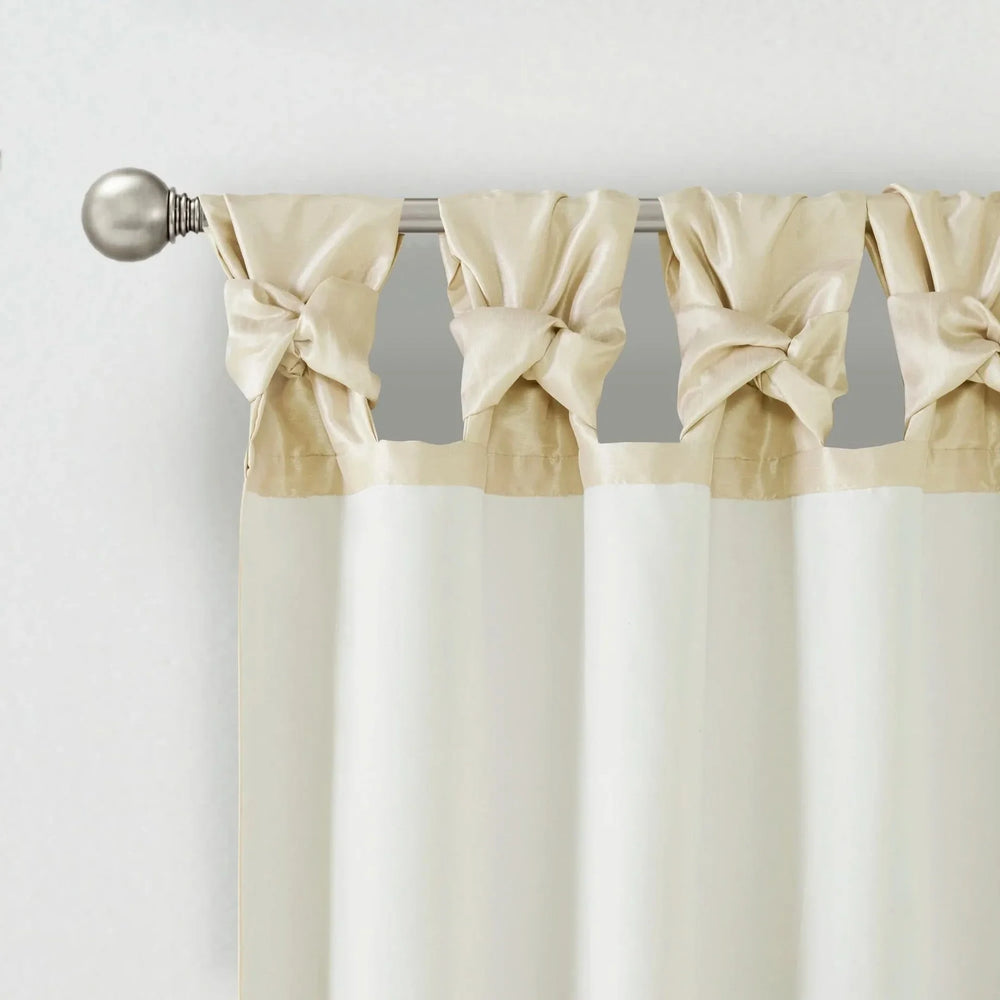 Window Curtain Panel Polyester Twist Tab Lined 50x95 Champagne Color Media 10