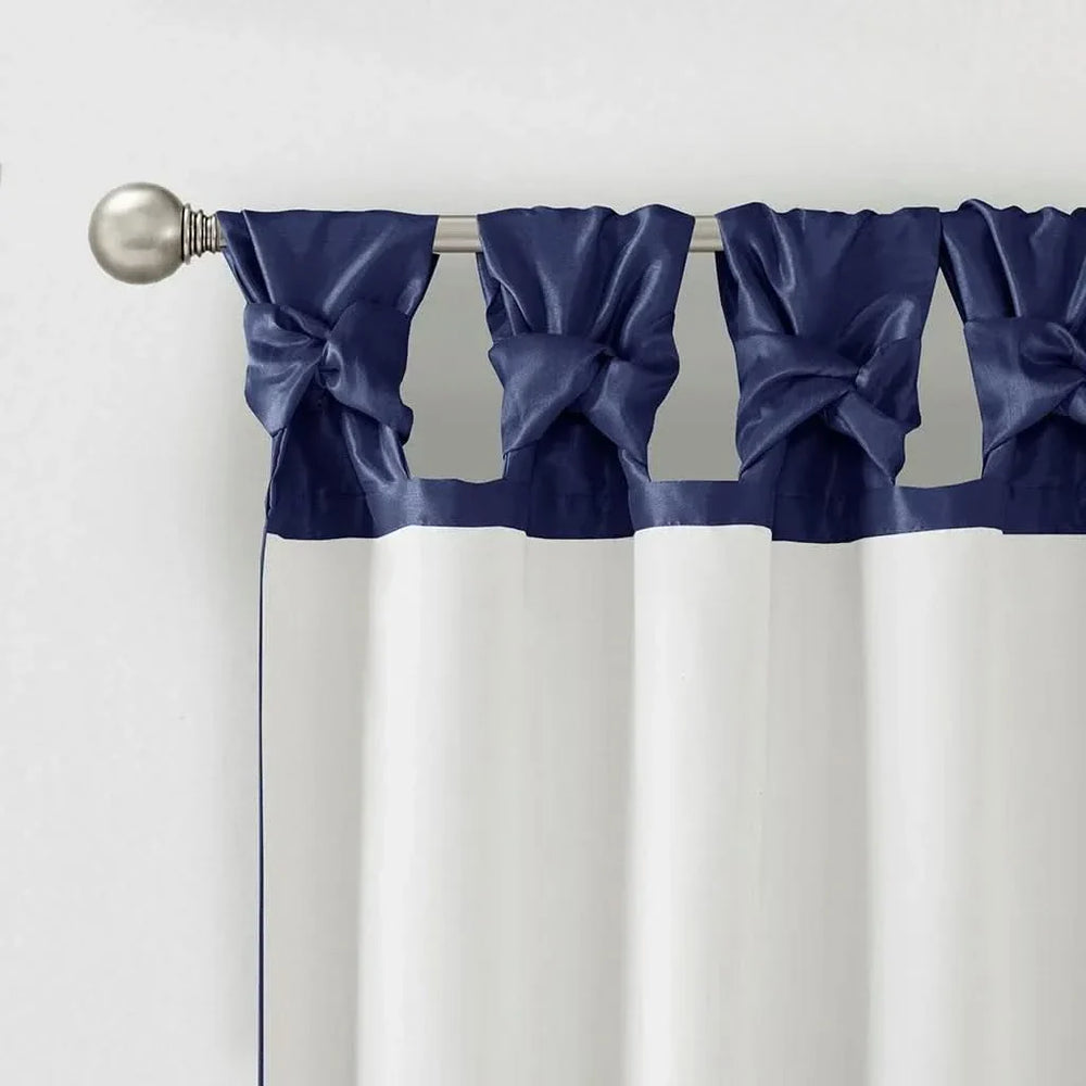 Window Curtain Panel Navy Polyester Twist Tab Lined 50x108 Inches Wide Media 10