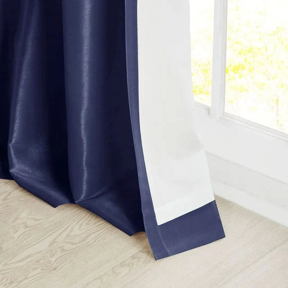 Navy Window Curtain Panel Polyester Lined Twist Tab 50x84 Inches Long Media 10