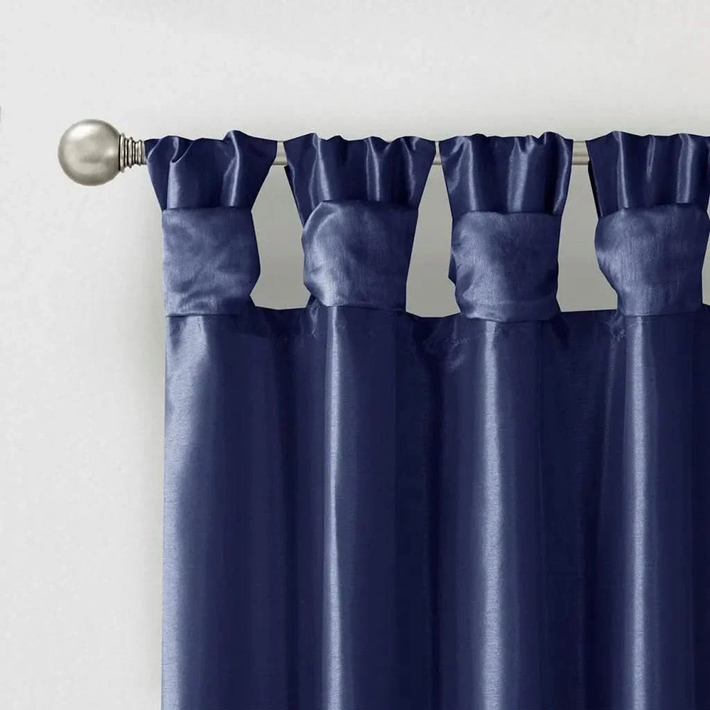 Navy Window Curtain Panel Polyester Lined Twist Tab 50x84 Inches Long Media 15