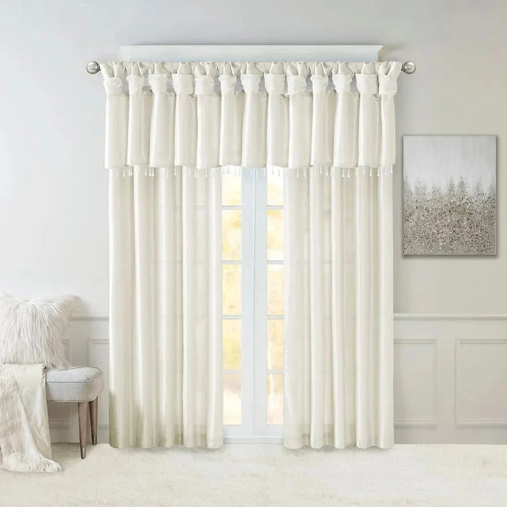 Window Curtain Panel Polyester Twist Tab White 50x84 Pair Set Media 2