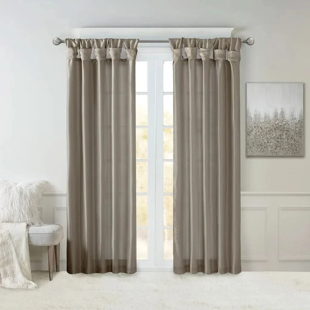 Window Curtain Panel Polyester Pewter Twisted Tab Top 50x108 Inches Media 14