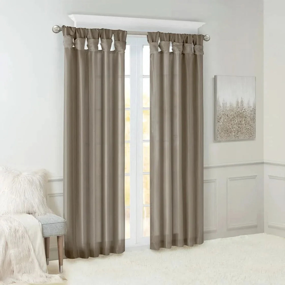 Window Curtain Panel Polyester Pewter Twisted Tab Top 50x108 Inches Media 11