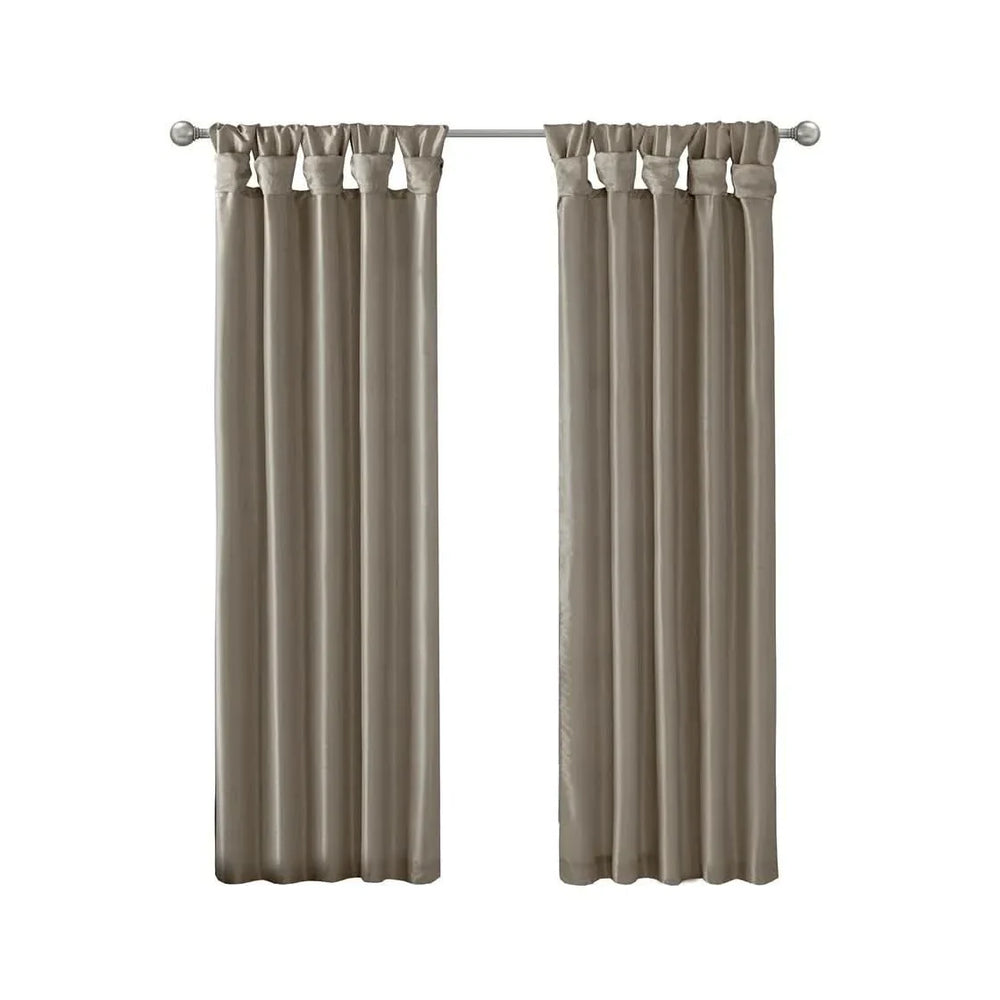 Window Curtain Panel Polyester Pewter Twist Tab Top 50x84 Inches Long Media 15