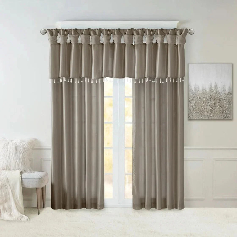Window Curtain Panel Polyester Pewter Twist Tab Top 50x84 Inches Long Media 10