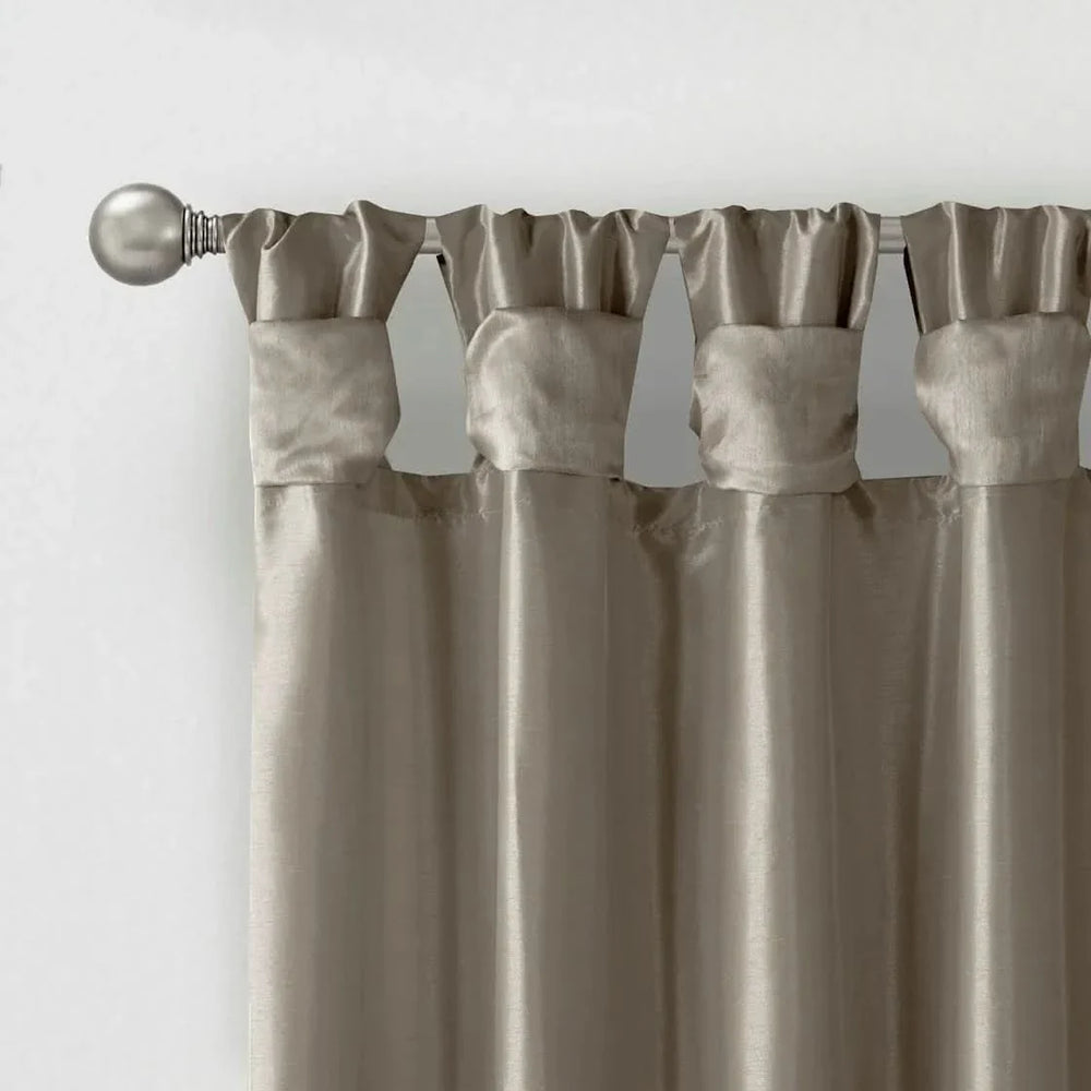 Window Curtain Panel Polyester Pewter Twist Tab Top 50x84 Inches Long Media 13