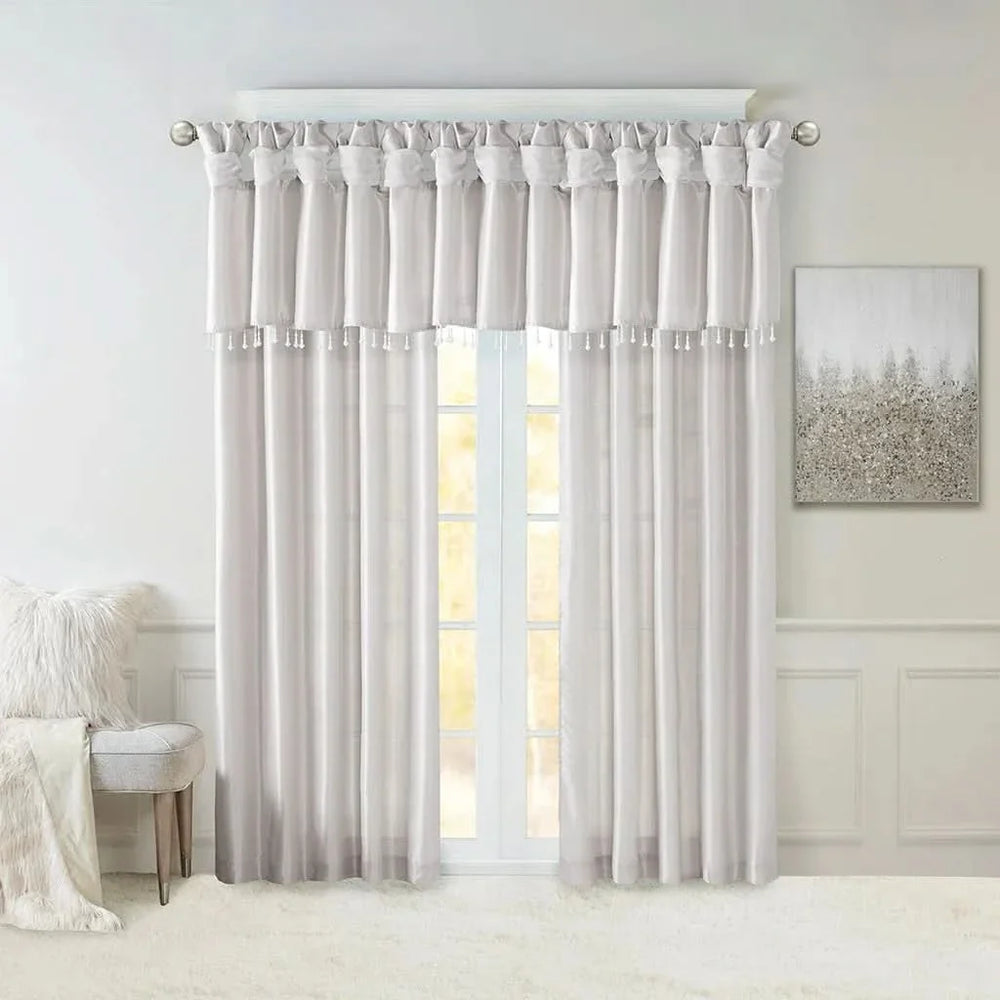Window Curtain Panel Polyester Lined Twist Tab Silver 50x108 Living Room Media 7