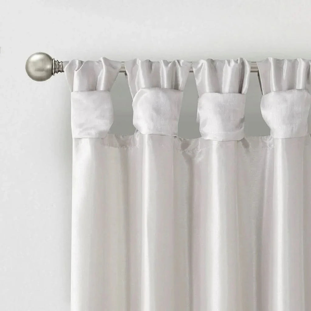 Window Curtain Panel Silver Polyester Lined Twisted Tab Top 50x120 Media 15