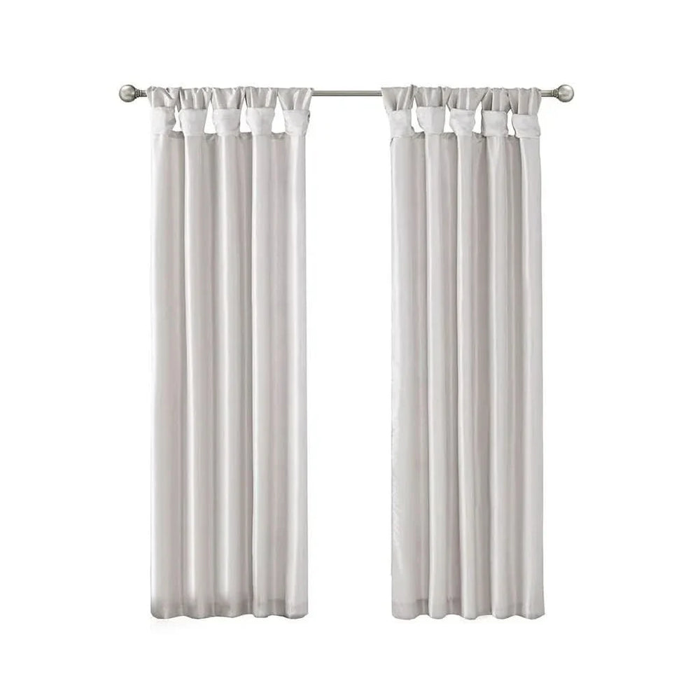Window Curtain Panel Lined Polyester Silver Twist Tab 50x95 Inches Media 10