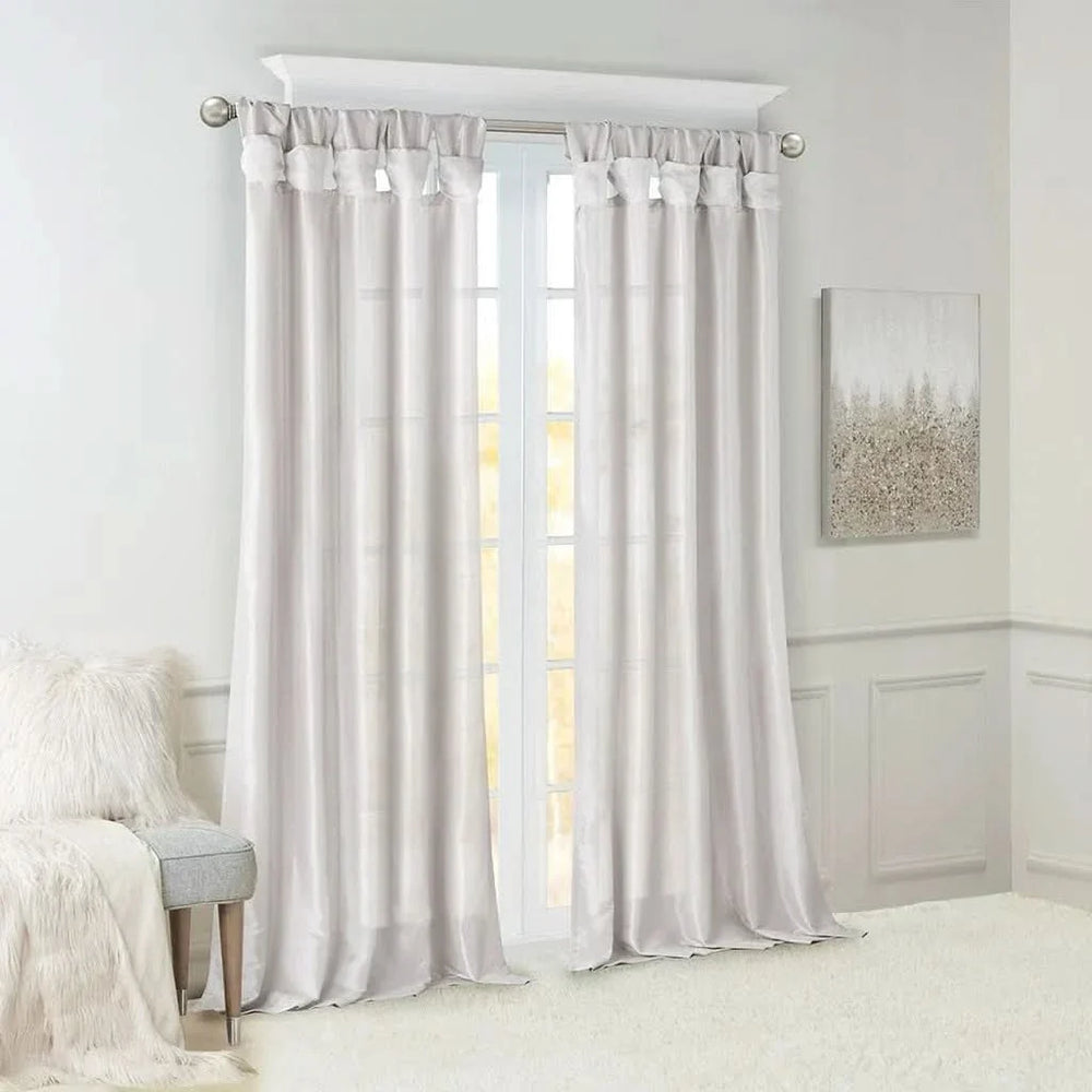 Window Curtain Panel Lined Polyester Silver Twist Tab 50x95 Inches Media 2