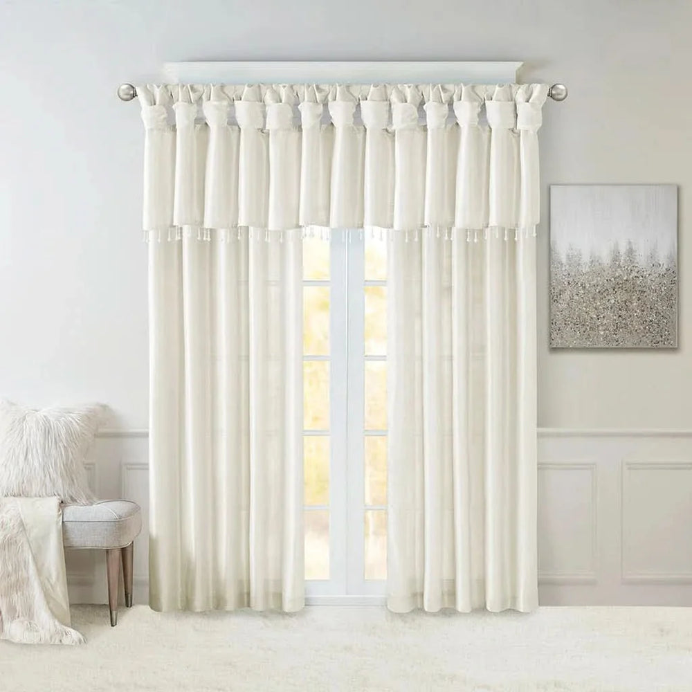 Window Curtain Panel White Polyester Lined Fifty By Eighty Four Inches Media 10