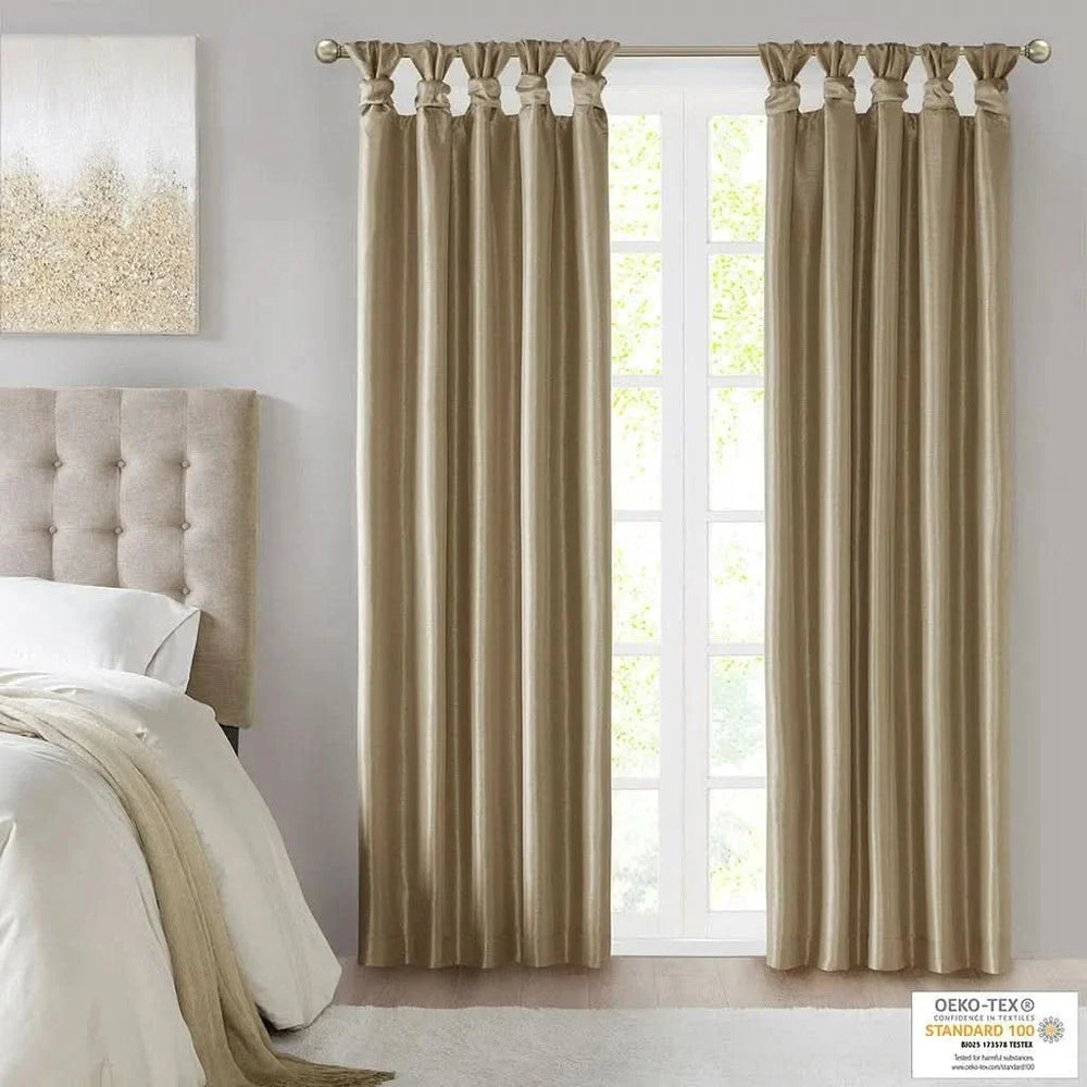 Blackout Window Curtain Polyester Twist Tab Bronze 50x95 Inches Panel Media 12