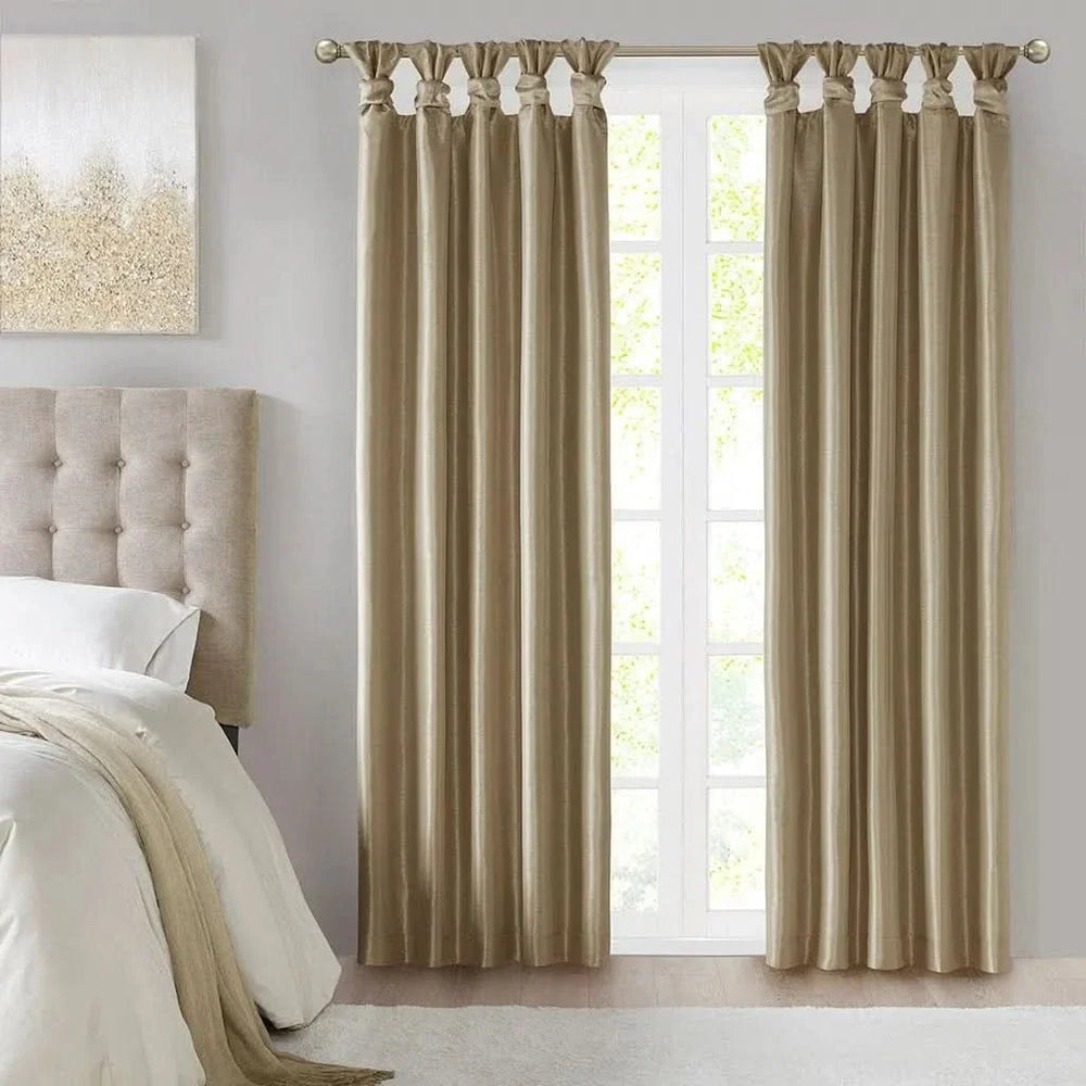 Blackout Window Curtain Polyester Twist Tab Bronze 50x95 Inches Panel Media 1