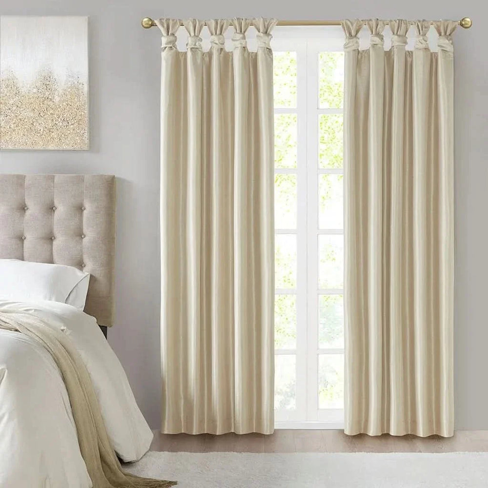 Blackout Curtain Polyester Twist Tab Champagne 50x84 Inches Room Darkening Media 3