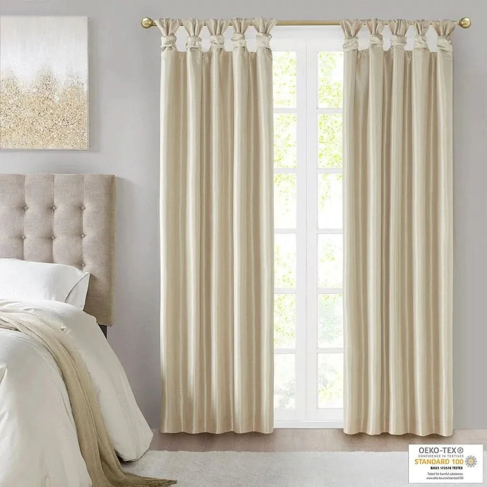 Blackout Curtain Polyester Twist Tab Champagne 50x84 Inches Room Darkening Media 2