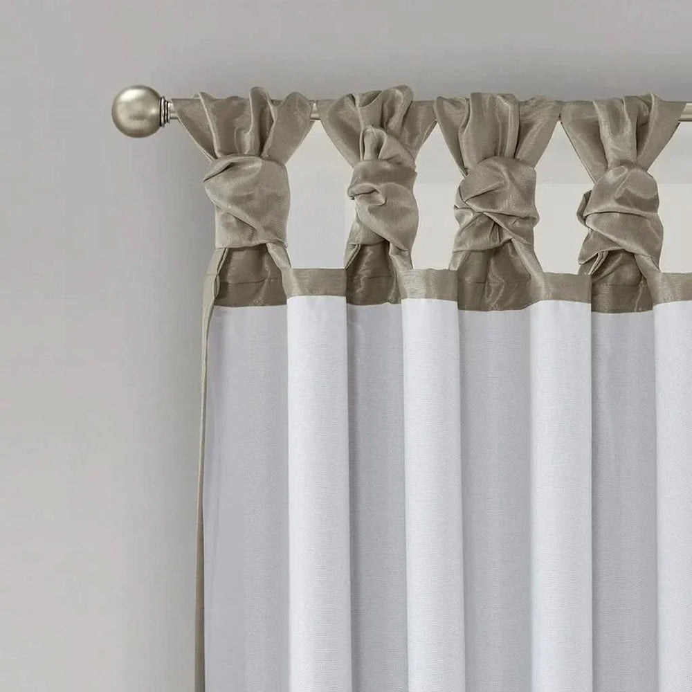 Total Blackout Window Curtain Polyester Twist Tab Pewter 50x84 Panel Media 8