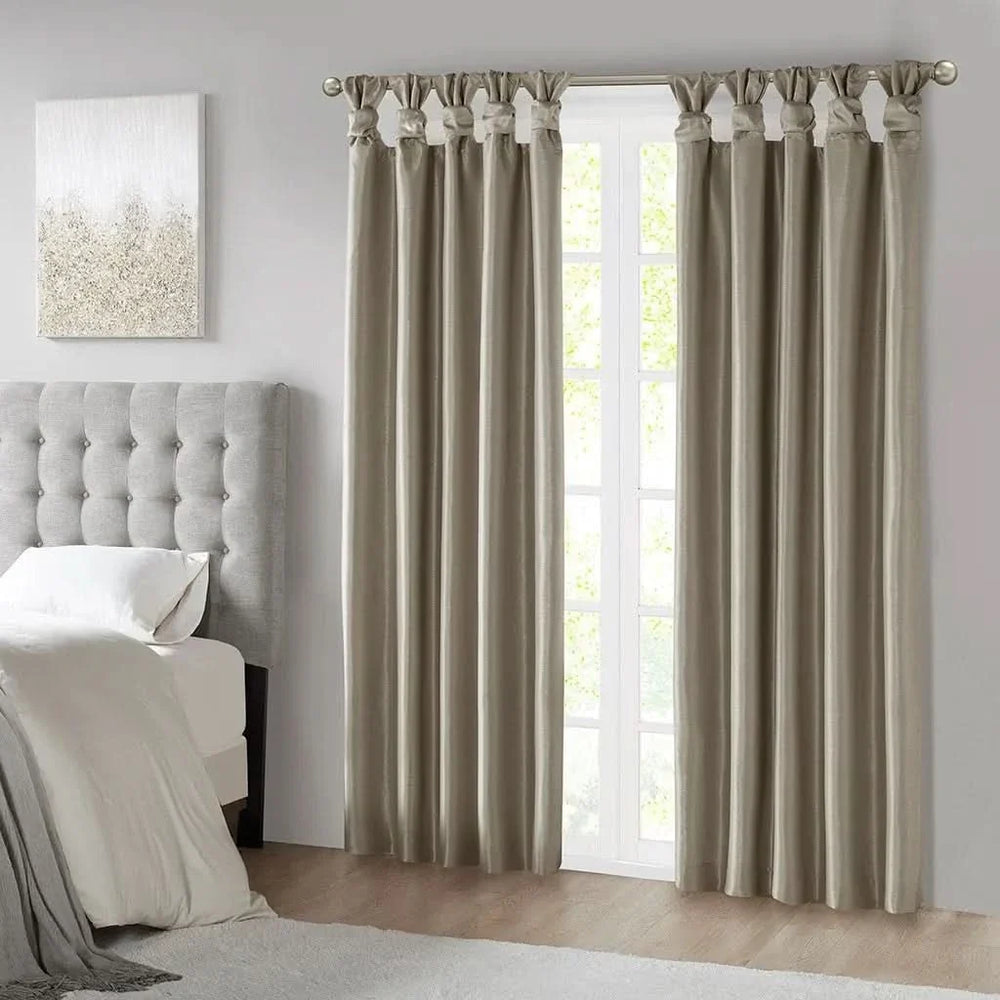 Total Blackout Window Curtain Polyester Twist Tab Pewter 50x84 Panel Media 1