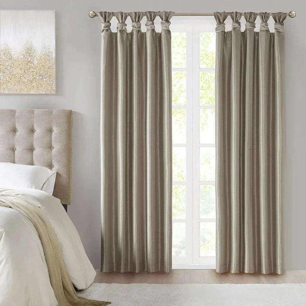 Blackout Window Curtain Polyester Twist Tab Top Pewter 50x95 Light Blocking Media 7