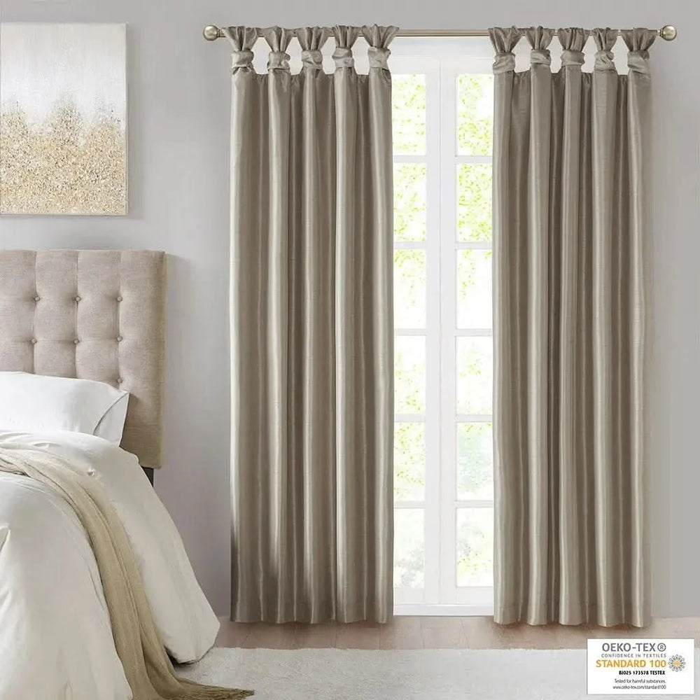 Blackout Window Curtain Polyester Twist Tab Top Pewter 50x95 Light Blocking Media 3