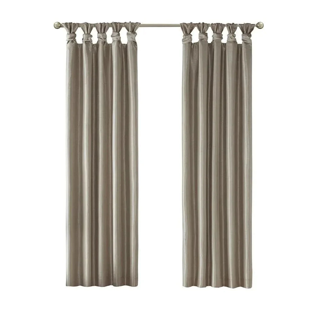 Blackout Window Curtain Polyester Twist Tab Top Pewter 50x95 Light Blocking Media 2
