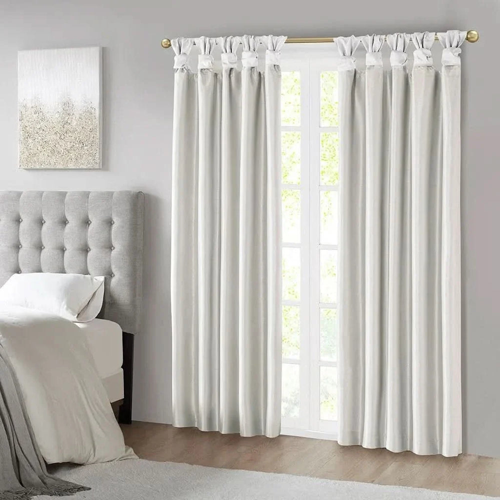 Blackout Curtain Polyester White Twist Tab Panel 50x95 Inches Room Darkening Media 5