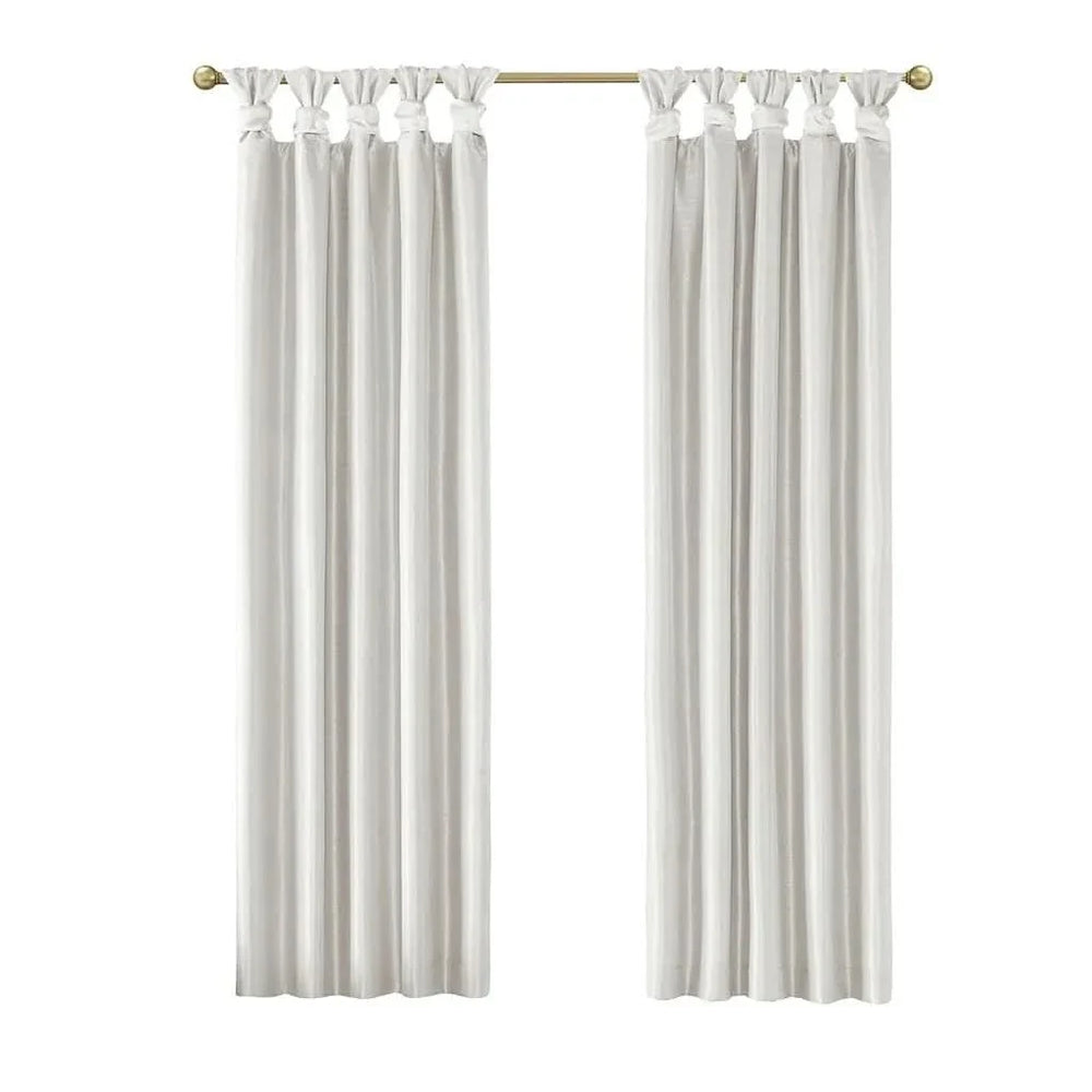 Blackout Curtain Polyester White Twist Tab Panel 50x95 Inches Room Darkening Media 12