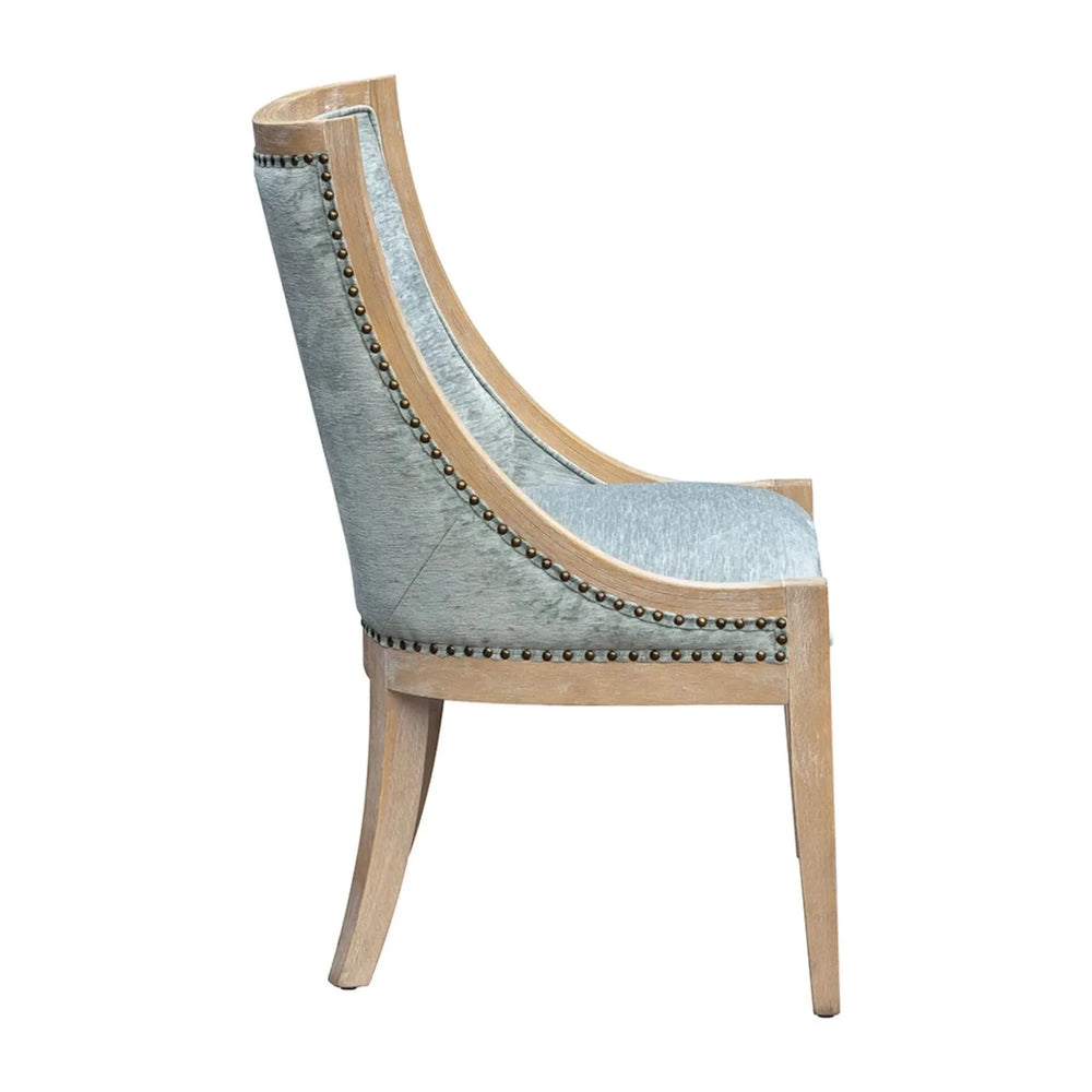 Dining Chair Polyester Upholstered Nailhead Trim Soft Green Transitional Media 5
